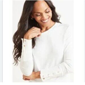 Evereve White Symone Snap Cuff Top